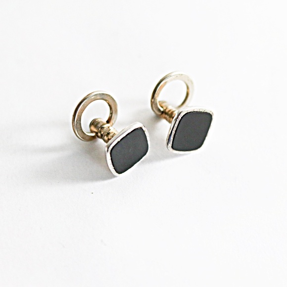 Platinum Clad  & Rolled Gold Black Onyx Cufflinks - Picture 1 of 3